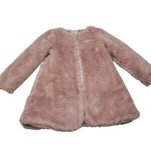 Disney Store Princess pink faux fur embellished pearl jacket 9/10 pea coat